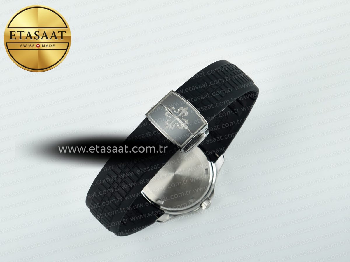 Patek Philippe Aquanaut 5267 SS PPF 1:1 Best Edition Black Textured Dial On Black Rubber Strap Ronda Quartz - Görsel 15