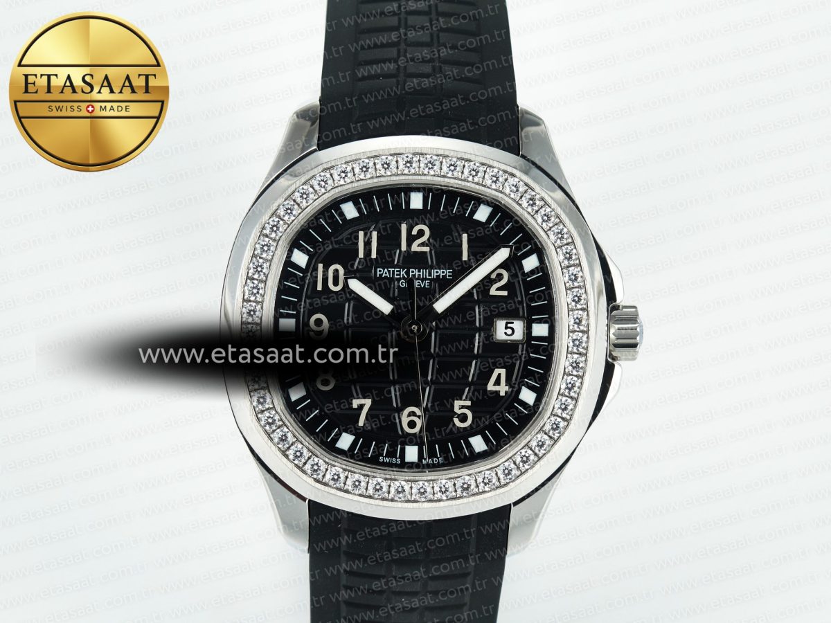 Patek Philippe Aquanaut 5267 SS PPF 1:1 Best Edition Black Textured Dial On Black Rubber Strap Ronda Quartz - Görsel 4