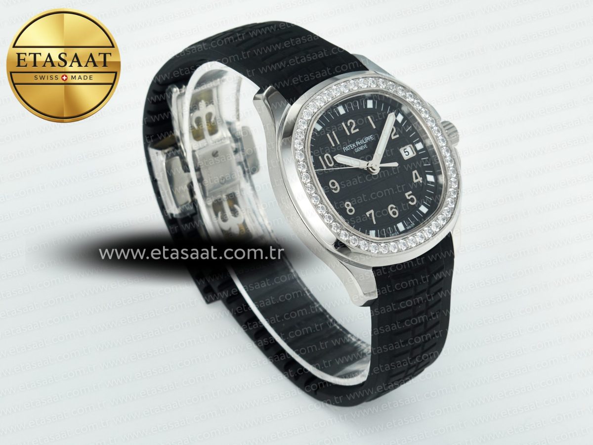 Patek Philippe Aquanaut 5267 SS PPF 1:1 Best Edition Black Textured Dial On Black Rubber Strap Ronda Quartz - Görsel 5