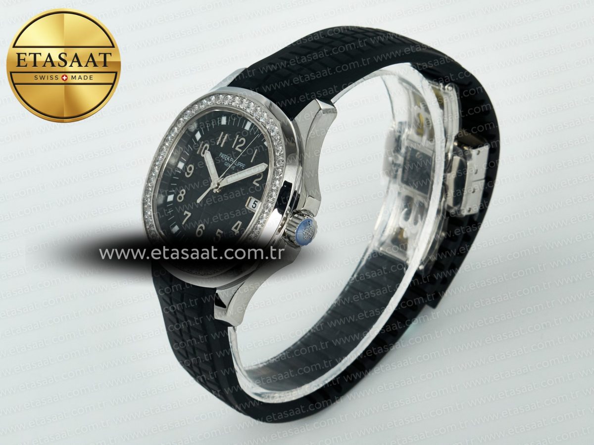 Patek Philippe Aquanaut 5267 SS PPF 1:1 Best Edition Black Textured Dial On Black Rubber Strap Ronda Quartz - Görsel 6
