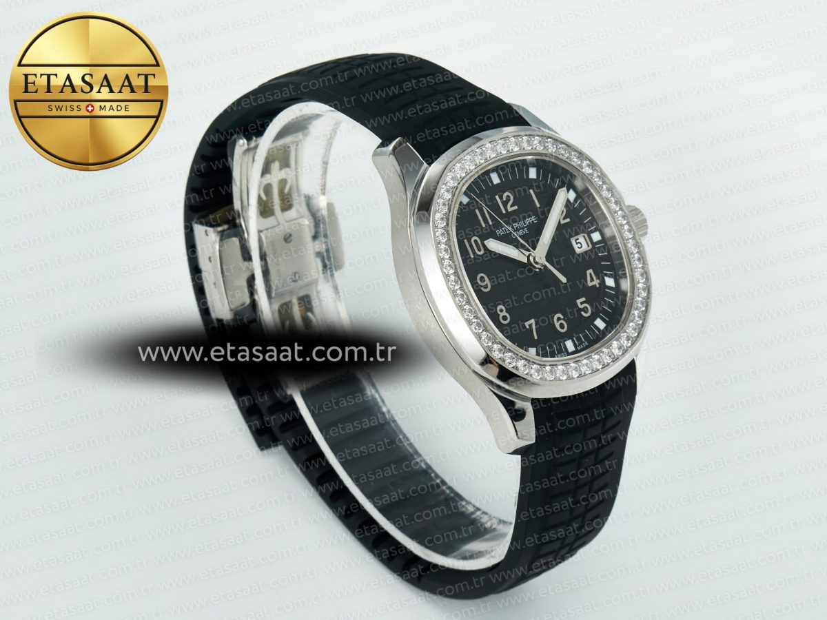 Patek Philippe Aquanaut 5267 SS PPF 1:1 Best Edition Black Textured Dial On Black Rubber Strap Ronda Quartz - Görsel 7