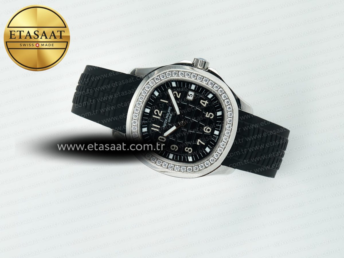 Patek Philippe Aquanaut 5267 SS PPF 1:1 Best Edition Black Textured Dial On Black Rubber Strap Ronda Quartz - Görsel 9