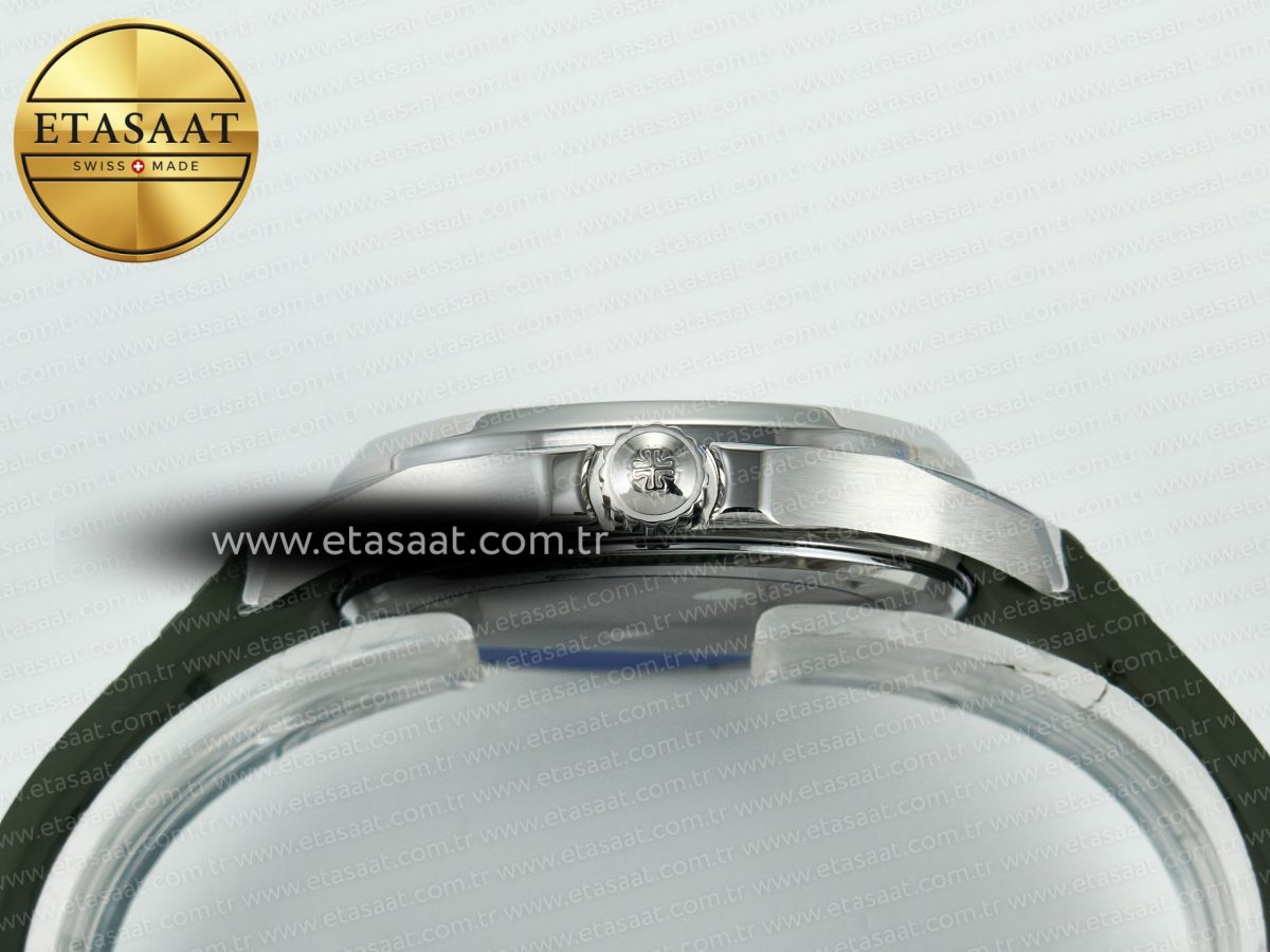 Patek Philippe Aquanaut 5267 SS PPF 1:1 Best Edition Green Textured Dial On Green Rubber Strap Ronda Quartz - Görsel 14