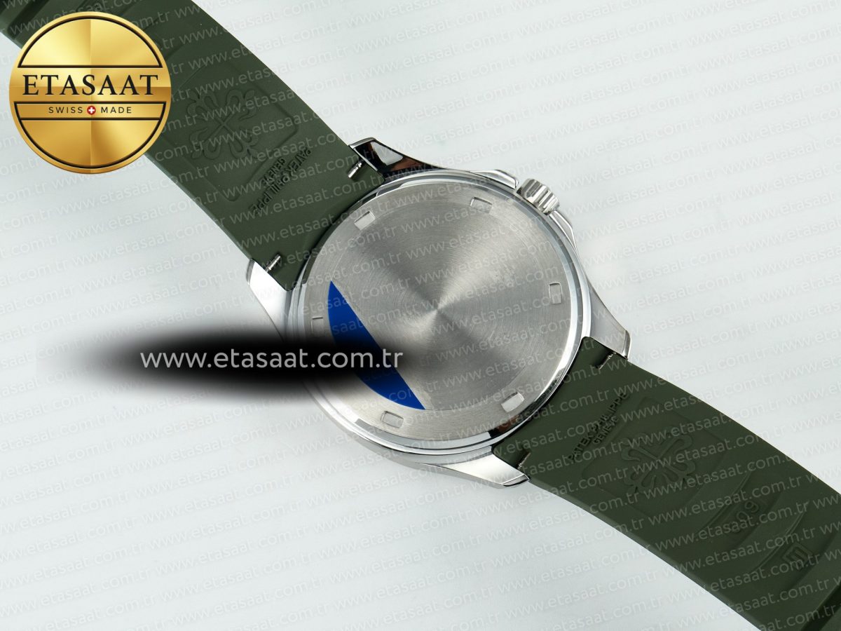 Patek Philippe Aquanaut 5267 SS PPF 1:1 Best Edition Green Textured Dial On Green Rubber Strap Ronda Quartz - Görsel 16