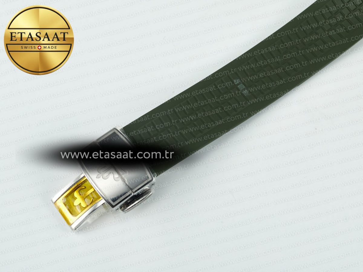 Patek Philippe Aquanaut 5267 SS PPF 1:1 Best Edition Green Textured Dial On Green Rubber Strap Ronda Quartz - Görsel 18