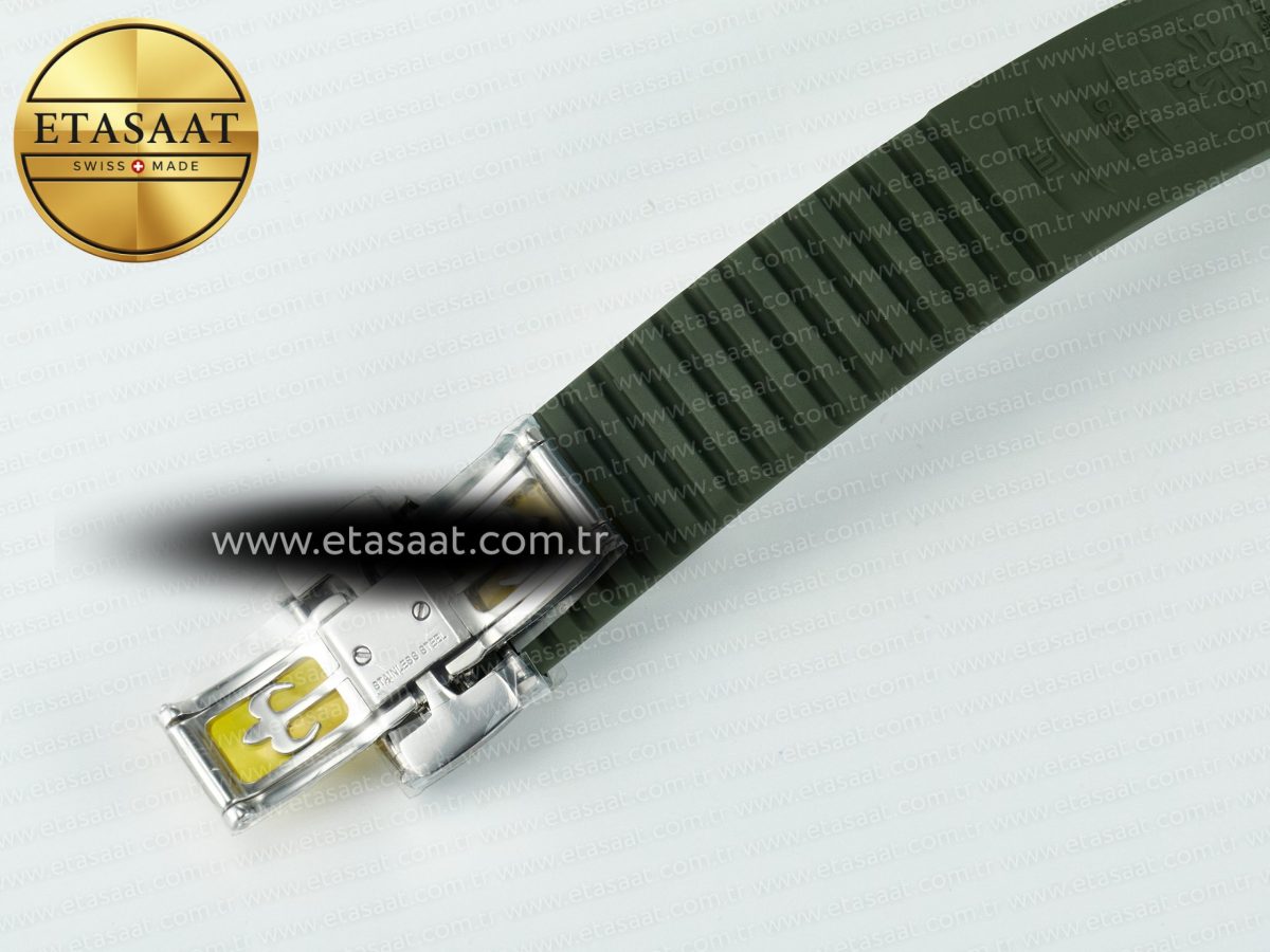 Patek Philippe Aquanaut 5267 SS PPF 1:1 Best Edition Green Textured Dial On Green Rubber Strap Ronda Quartz - Görsel 19