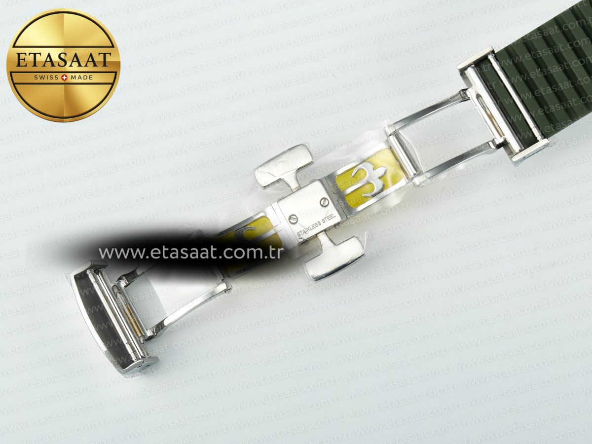 Patek Philippe Aquanaut 5267 SS PPF 1:1 Best Edition Green Textured Dial On Green Rubber Strap Ronda Quartz - Görsel 21