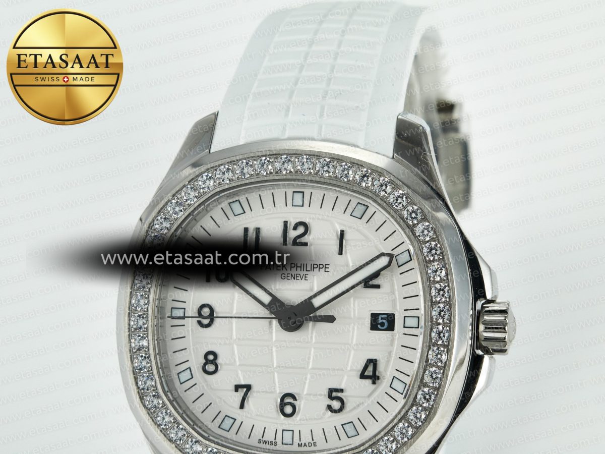 Patek Philippe Aquanaut 5267 SS PPF 1:1 Best Edition White Textured Dial On White Rubber Strap Ronda Quartz - Görsel 10
