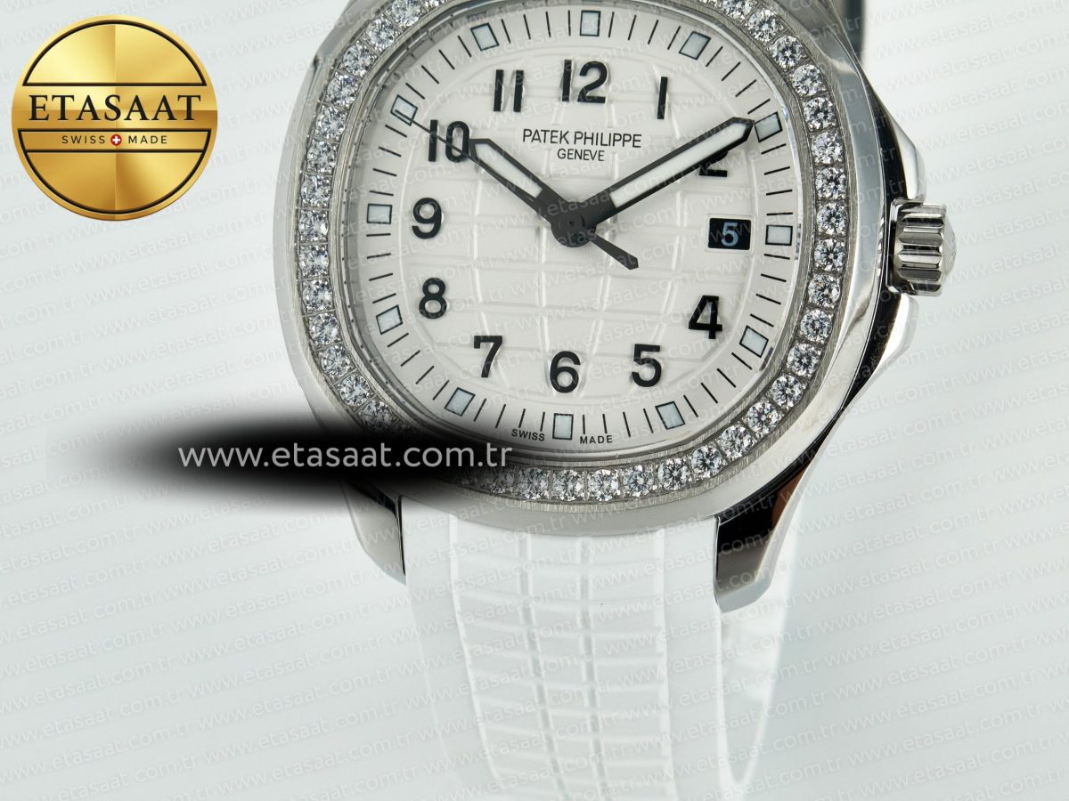 Patek Philippe Aquanaut 5267 SS PPF 1:1 Best Edition White Textured Dial On White Rubber Strap Ronda Quartz - Görsel 12