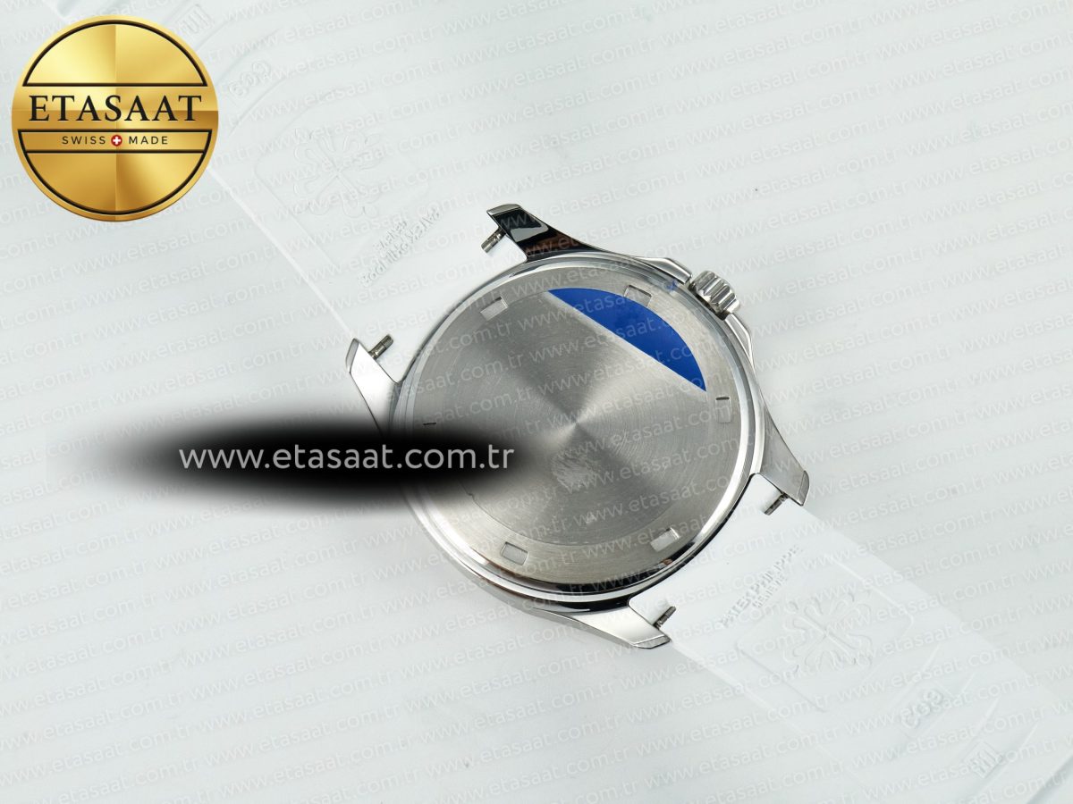 Patek Philippe Aquanaut 5267 SS PPF 1:1 Best Edition White Textured Dial On White Rubber Strap Ronda Quartz - Görsel 16