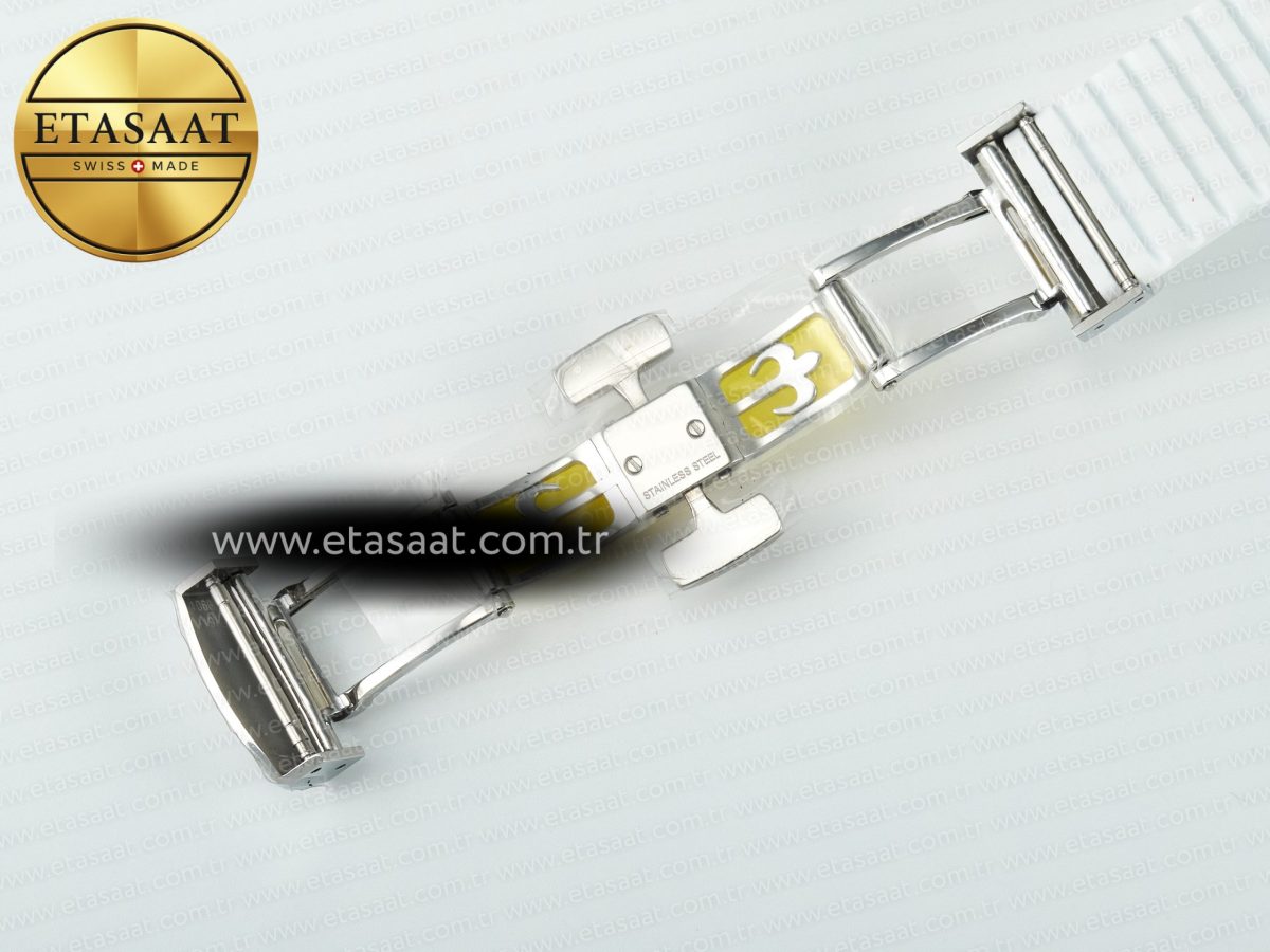 Patek Philippe Aquanaut 5267 SS PPF 1:1 Best Edition White Textured Dial On White Rubber Strap Ronda Quartz - Görsel 20