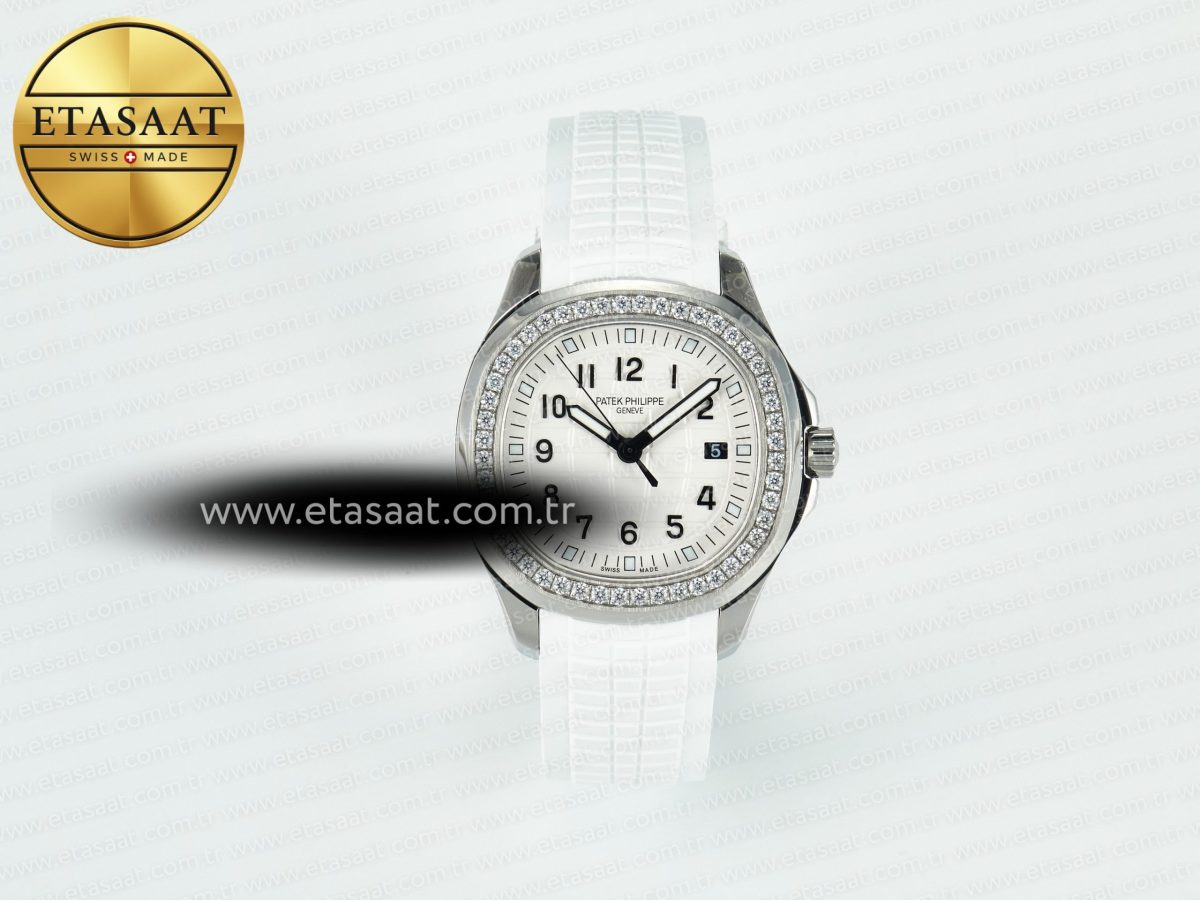 Patek Philippe Aquanaut 5267 SS PPF 1:1 Best Edition White Textured Dial On White Rubber Strap Ronda Quartz - Görsel 3