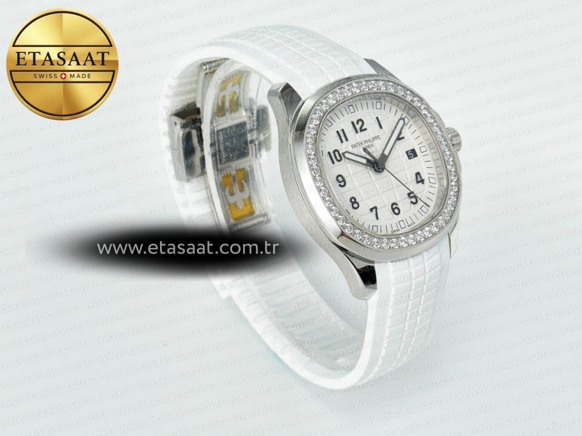 Patek Philippe Aquanaut 5267 SS PPF 1:1 Best Edition White Textured Dial On White Rubber Strap Ronda Quartz - Görsel 5