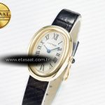 Cartier Baignoire De Cartier YG DRF 1:1 Best Edition Silver Dial on Black Leather Strap Swiss Quartz