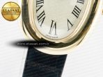 Cartier Baignoire De Cartier YG DRF 1:1 Best Edition Silver Dial on Black Leather Strap Swiss Quartz - Görsel 11