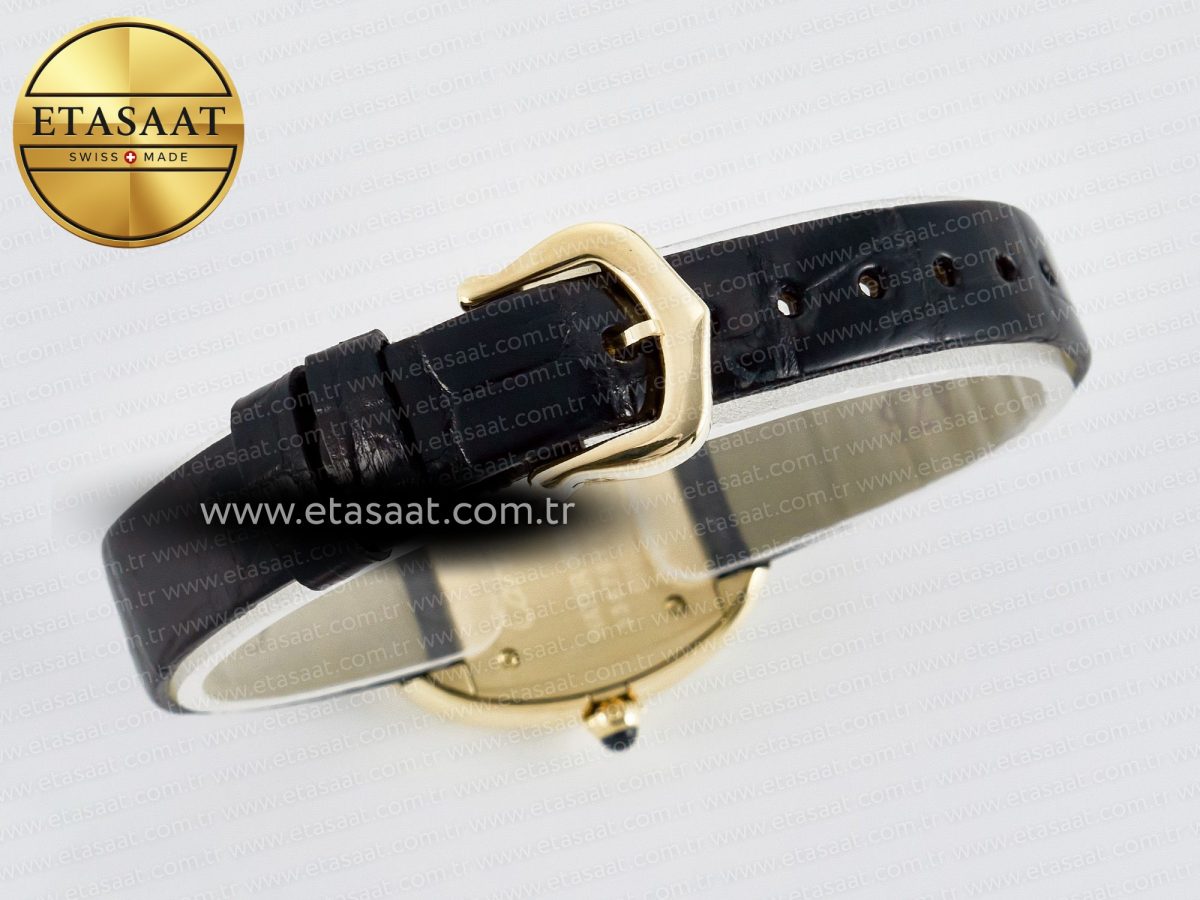 Cartier Baignoire De Cartier YG DRF 1:1 Best Edition Silver Dial on Black Leather Strap Swiss Quartz - Görsel 14