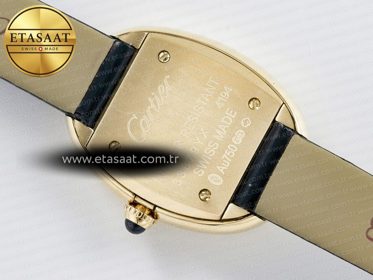 Cartier Baignoire De Cartier YG DRF 1:1 Best Edition Silver Dial on Black Leather Strap Swiss Quartz - Görsel 15