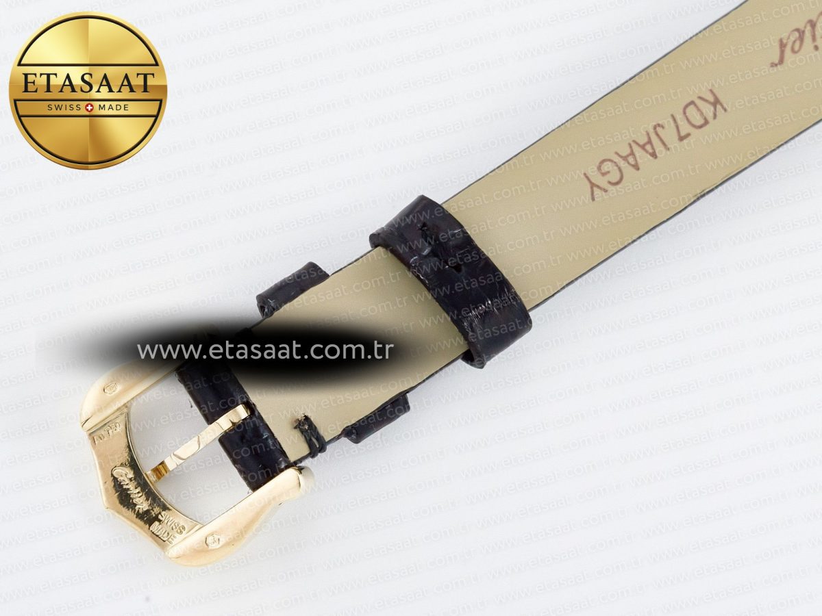 Cartier Baignoire De Cartier YG DRF 1:1 Best Edition Silver Dial on Black Leather Strap Swiss Quartz - Görsel 18