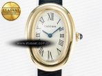 Cartier Baignoire De Cartier YG DRF 1:1 Best Edition Silver Dial on Black Leather Strap Swiss Quartz - Görsel 4