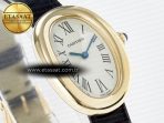 Cartier Baignoire De Cartier YG DRF 1:1 Best Edition Silver Dial on Black Leather Strap Swiss Quartz - Görsel 5