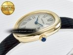 Cartier Baignoire De Cartier YG DRF 1:1 Best Edition Silver Dial on Black Leather Strap Swiss Quartz - Görsel 6