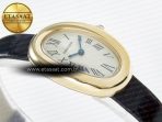 Cartier Baignoire De Cartier YG DRF 1:1 Best Edition Silver Dial on Black Leather Strap Swiss Quartz - Görsel 7