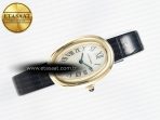 Cartier Baignoire De Cartier YG DRF 1:1 Best Edition Silver Dial on Black Leather Strap Swiss Quartz - Görsel 8