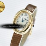 Cartier Baignoire De Cartier YG DRF 1:1 Best Edition Silver Dial on Brown Leather Strap Swiss Quartz