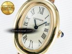 Cartier Baignoire De Cartier YG DRF 1:1 Best Edition Silver Dial on Brown Leather Strap Swiss Quartz - Görsel 10
