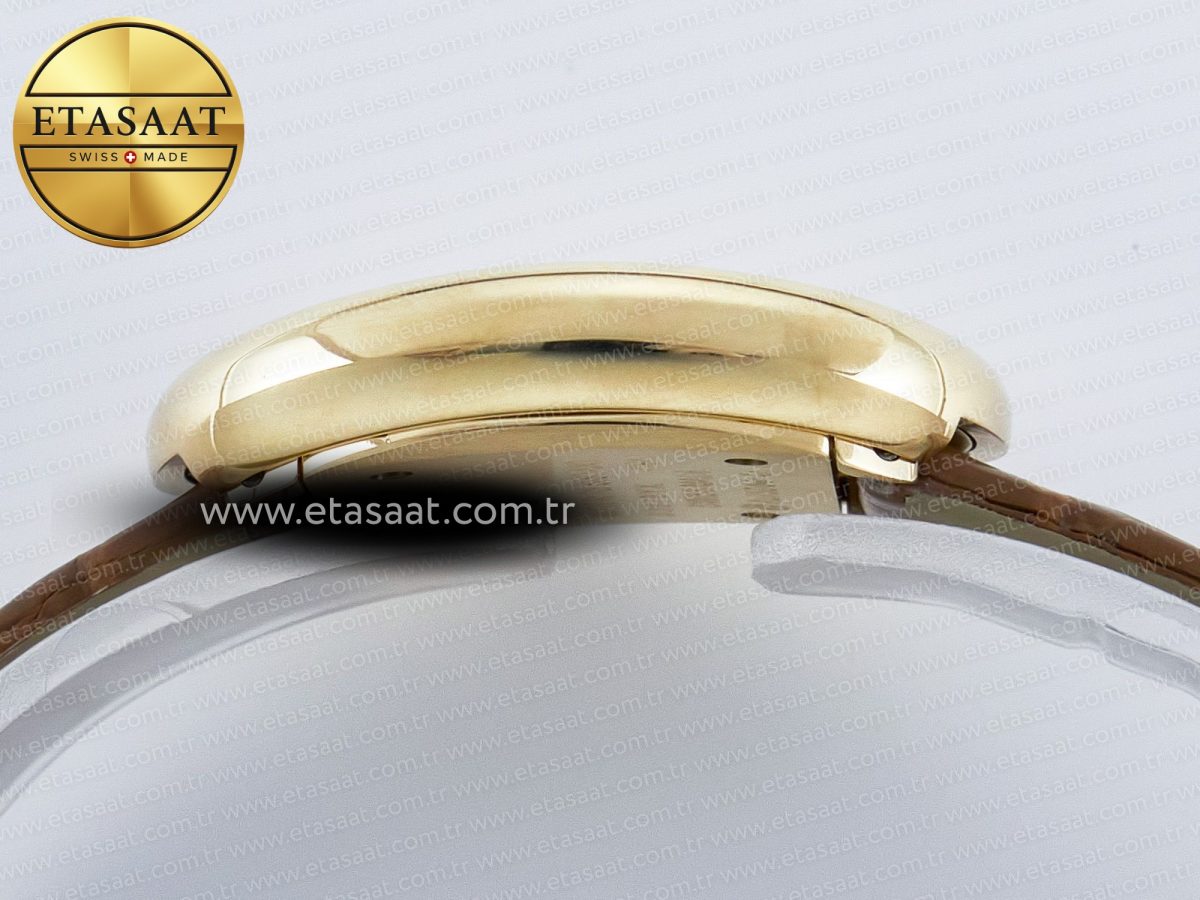Cartier Baignoire De Cartier YG DRF 1:1 Best Edition Silver Dial on Brown Leather Strap Swiss Quartz - Görsel 12