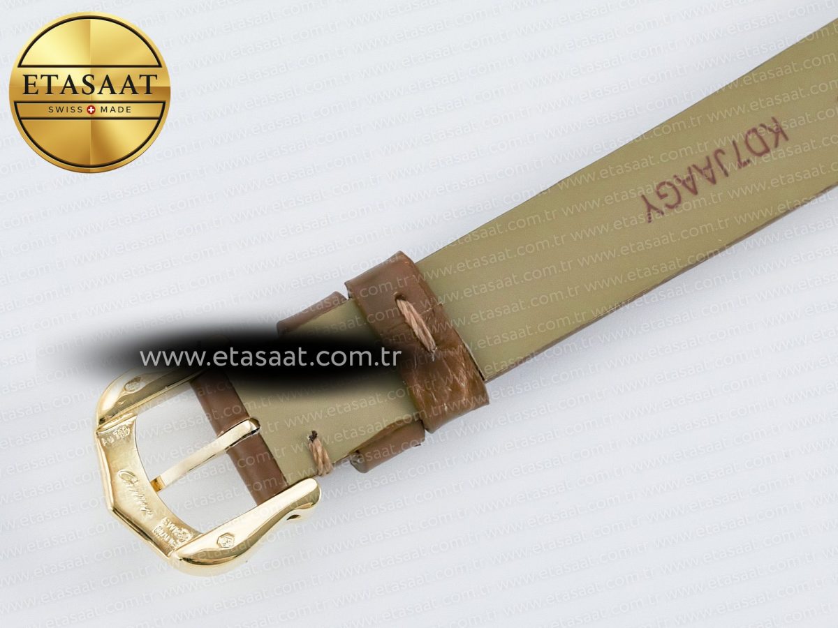 Cartier Baignoire De Cartier YG DRF 1:1 Best Edition Silver Dial on Brown Leather Strap Swiss Quartz - Görsel 18