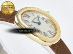 Cartier Baignoire De Cartier YG DRF 1:1 Best Edition Silver Dial on Brown Leather Strap Swiss Quartz - Görsel 7