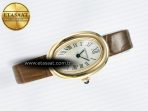 Cartier Baignoire De Cartier YG DRF 1:1 Best Edition Silver Dial on Brown Leather Strap Swiss Quartz - Görsel 8