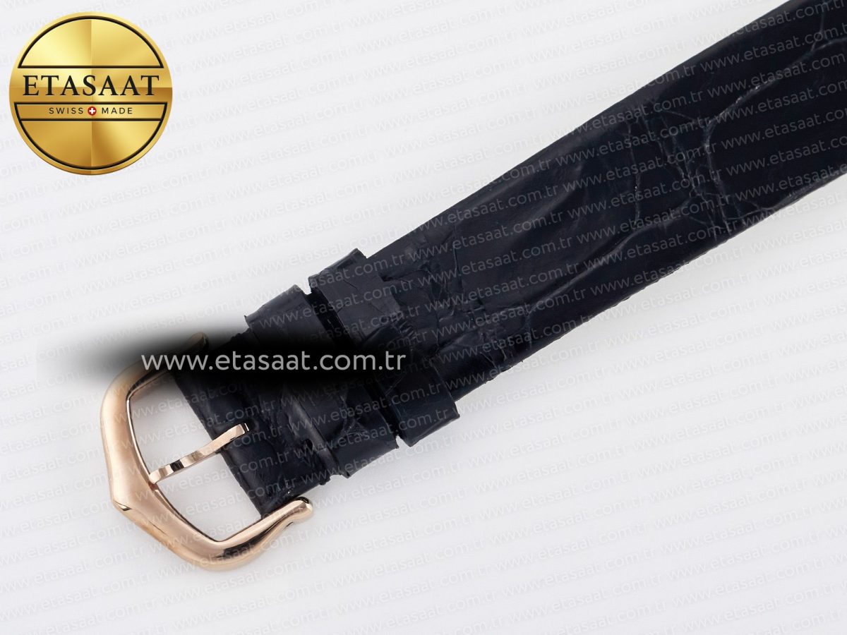 Cartier Ballon Blanc De Cartier 30mm RG DRF 1:1 Best Edition Silvered Texture Dial Diamonds Bezel on Black Leather Stra - Görsel 18