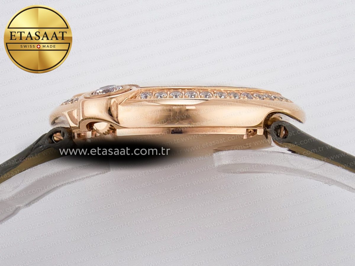 Cartier Ballon Blanc De Cartier 30mm RG DRF 1:1 Best Edition Silvered Texture Dial Diamonds Bezel on Green Leather Strap Ronda Quartz - Görsel 14
