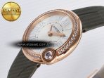 Cartier Ballon Blanc De Cartier 30mm RG DRF 1:1 Best Edition Silvered Texture Dial Diamonds Bezel on Green Leather Strap Ronda Quartz - Görsel 6