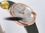 Cartier Ballon Blanc De Cartier 30mm RG DRF 1:1 Best Edition Silvered Texture Dial Diamonds Bezel on Green Leather Strap Ronda Quartz - Görsel 7