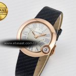 Cartier Ballon Blanc De Cartier 30mm RG DRF 1:1 Best Edition Silvered Texture Dial on Black Leather Strap Ronda Quartz
