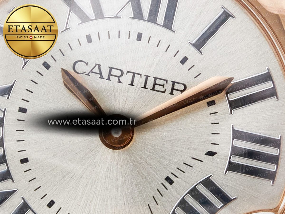 Cartier Ballon Blanc De Cartier 30mm RG DRF 1:1 Best Edition Silvered Texture Dial on Black Leather Strap Ronda Quartz - Görsel 10