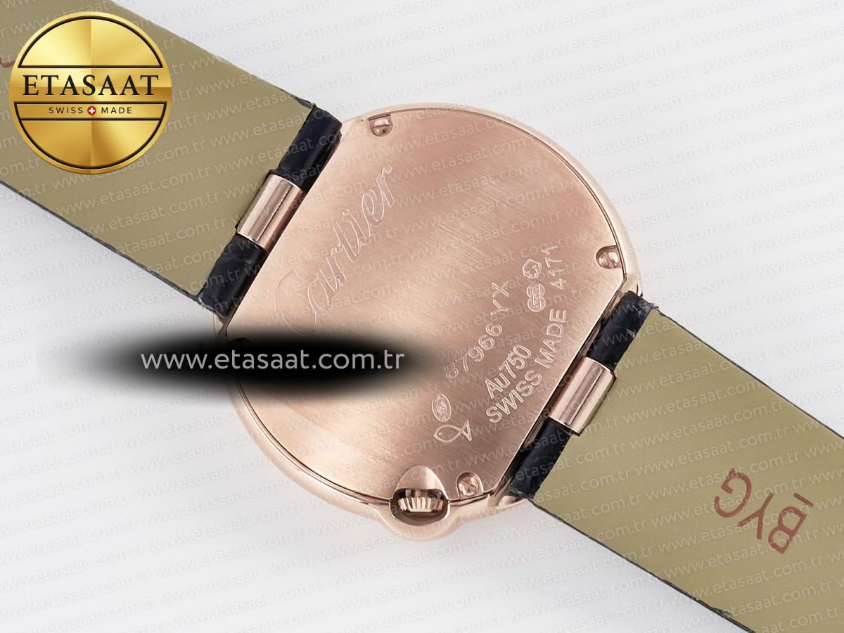Cartier Ballon Blanc De Cartier 30mm RG DRF 1:1 Best Edition Silvered Texture Dial on Black Leather Strap Ronda Quartz - Görsel 15