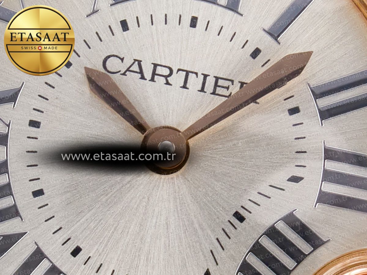 Cartier Ballon Blanc De Cartier 30mm RG DRF 1:1 Best Edition Silvered Texture Dial on Green Leather Strap Ronda Quartz - Görsel 10