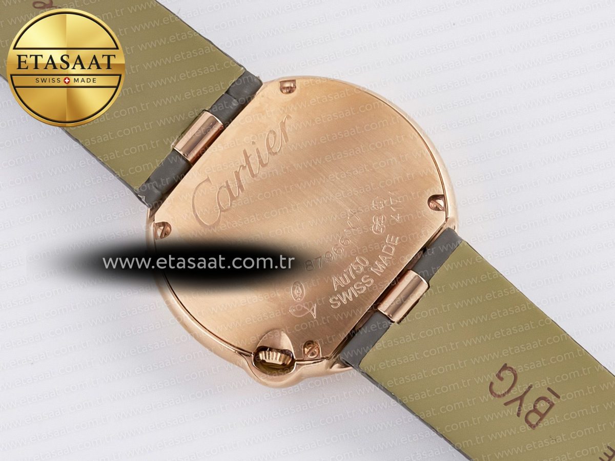 Cartier Ballon Blanc De Cartier 30mm RG DRF 1:1 Best Edition Silvered Texture Dial on Green Leather Strap Ronda Quartz - Görsel 16