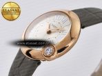 Cartier Ballon Blanc De Cartier 30mm RG DRF 1:1 Best Edition Silvered Texture Dial on Green Leather Strap Ronda Quartz - Görsel 6