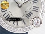 Cartier Ballon Blanc De Cartier 30mm SS DRF 1:1 Best Edition Silvered Texture Dial Diamonds Bezel on Blue Calfskin Strap Ronda Quartz - Görsel 11