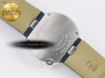 Cartier Ballon Blanc De Cartier 30mm SS DRF 1:1 Best Edition Silvered Texture Dial Diamonds Bezel on Blue Calfskin Strap Ronda Quartz - Görsel 15