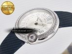 Cartier Ballon Blanc De Cartier 30mm SS DRF 1:1 Best Edition Silvered Texture Dial Diamonds Bezel on Blue Calfskin Strap Ronda Quartz - Görsel 6