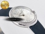 Cartier Ballon Blanc De Cartier 30mm SS DRF 1:1 Best Edition Silvered Texture Dial Diamonds Bezel on Blue Calfskin Strap Ronda Quartz - Görsel 7