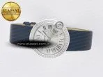 Cartier Ballon Blanc De Cartier 30mm SS DRF 1:1 Best Edition Silvered Texture Dial Diamonds Bezel on Blue Calfskin Strap Ronda Quartz - Görsel 9