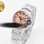 Cartier Ballon Bleu 33mm SS AF 1:1 Best Edition Pink Dial on SS Bracelet SEIKO NH05A