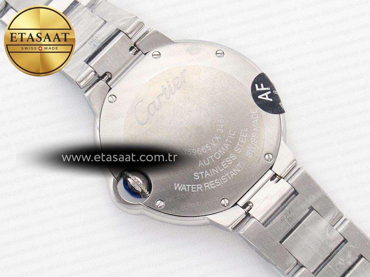 Cartier Ballon Bleu 33mm SS AF 1:1 Best Edition Pink Dial on SS Bracelet SEIKO NH05A - Görsel 13